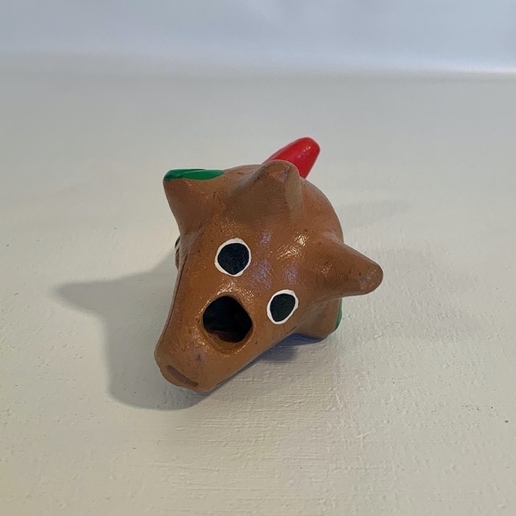 Vintage Ocarina Folk Art Clay Toucan Whistle 3 Head Flute Shape Shift Animal 5” - Picture 3 of 14